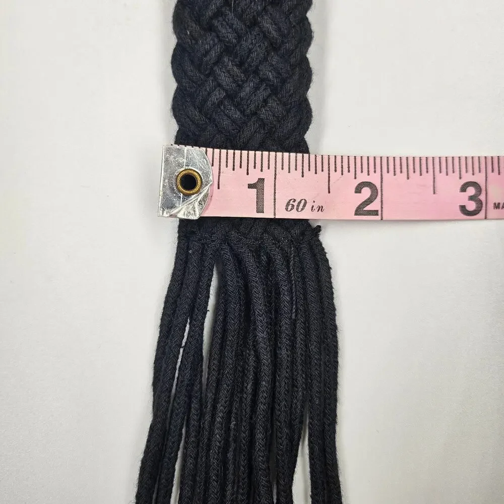 BLACK BRAIDED DOUBLE‑RING BUCKLE BELT – 43
